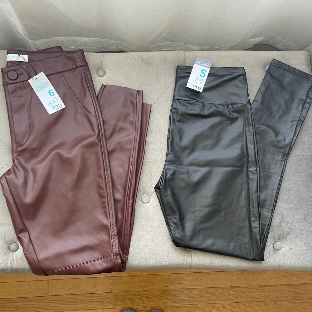 Leather Pants Bundle - Size 6 (Small), New w. Tags | Burgundy & Black